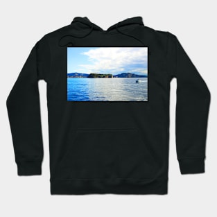 View from the Gulf of Naples at the Tyrrhenian Sea, boat and rocky outcrops Hoodie